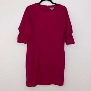 COS wool blend midi dress with pockets 3/4 sleeves A line Magenta Size 4